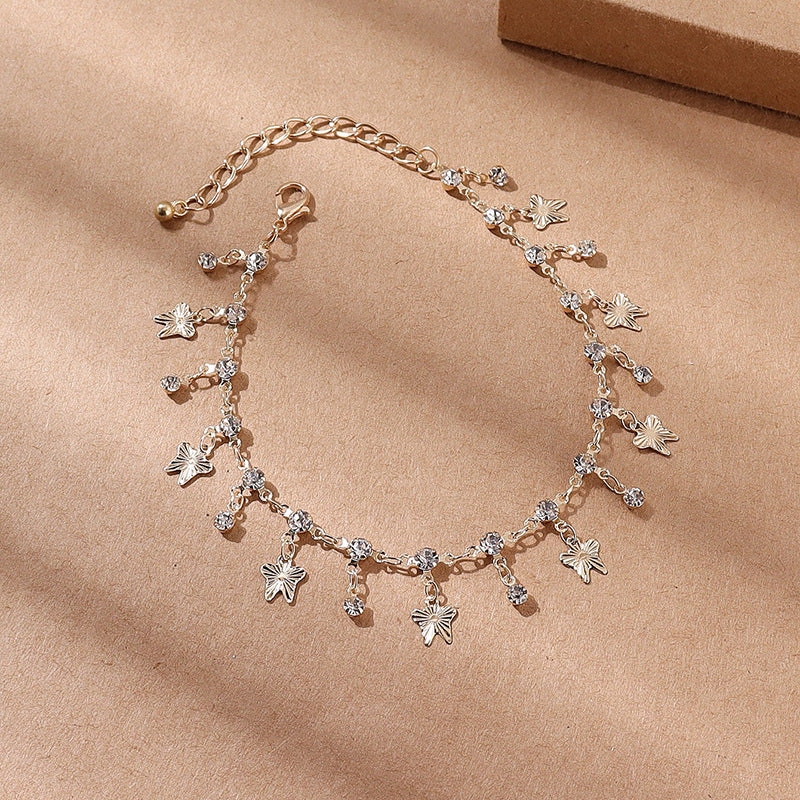 Adjustable perlevida butterfly charm anklet with extension chain