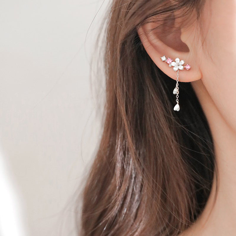 Perlevida floral crystal drop earrings for women with flower and heart details