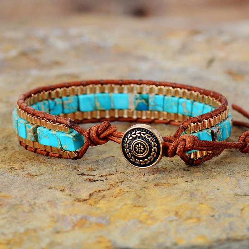 Perlevida geometric leather bracelet