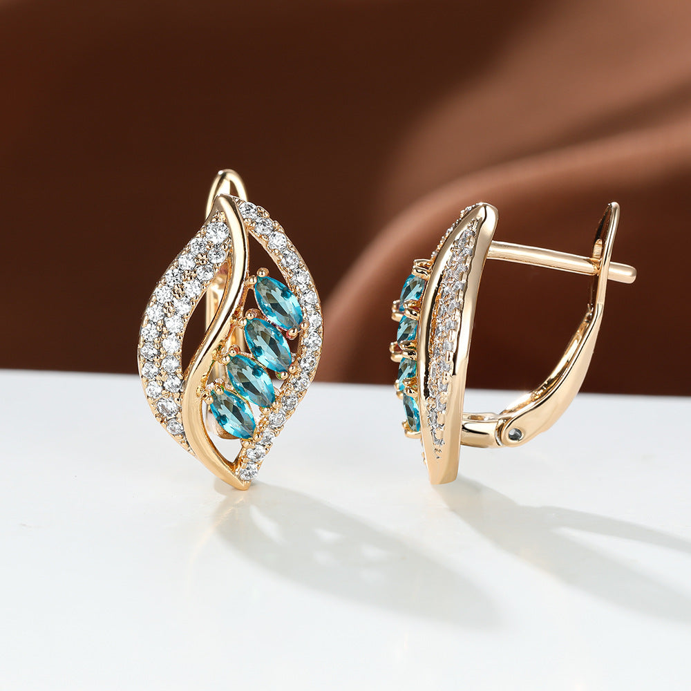 Perlevida rhinestone leaf earrings for women's jewelry